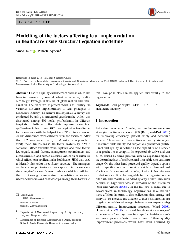 (PDF) Modelling of the factors affecting lean implementation in ...