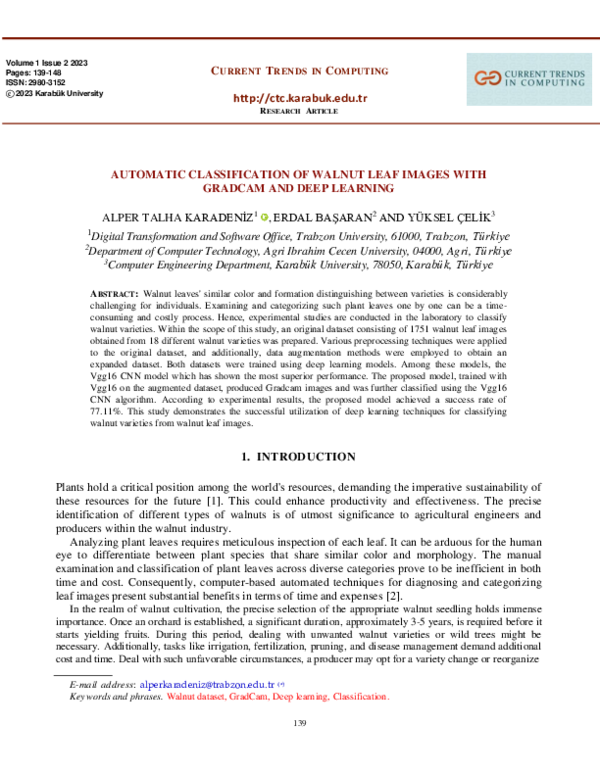(PDF) Automatic Classification of Walnut Leaf Images with Gradcam and ...