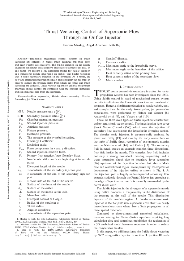 (PDF) Thrust Vectoring Control Of Supersonic Flow Through An Orifice ...