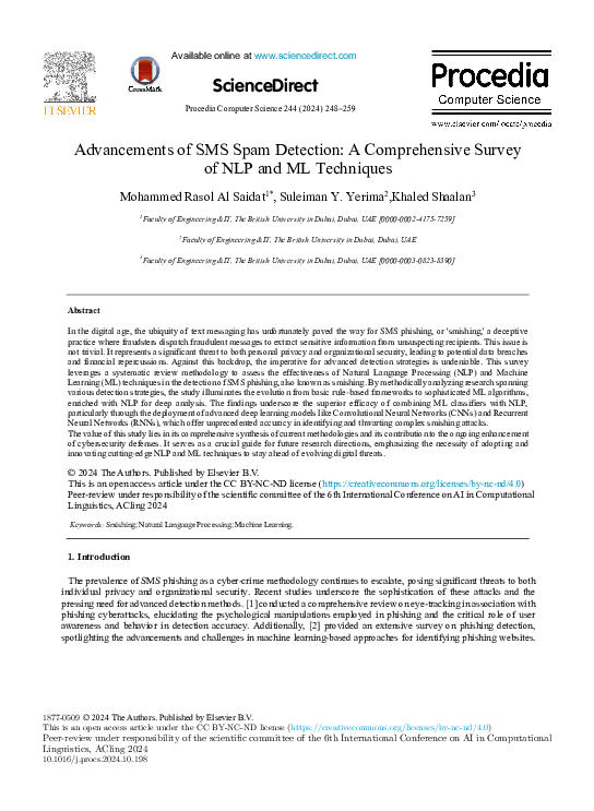 (PDF) Advancements of SMS Spam Detection: A Comprehensive Survey of NLP ...