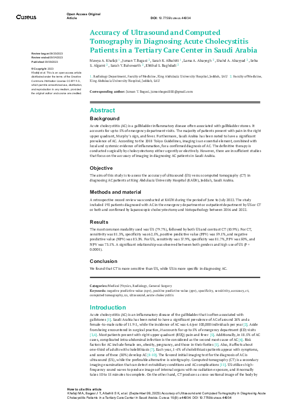 (PDF) Accuracy of Ultrasound and Computed Tomography in Diagnosing ...