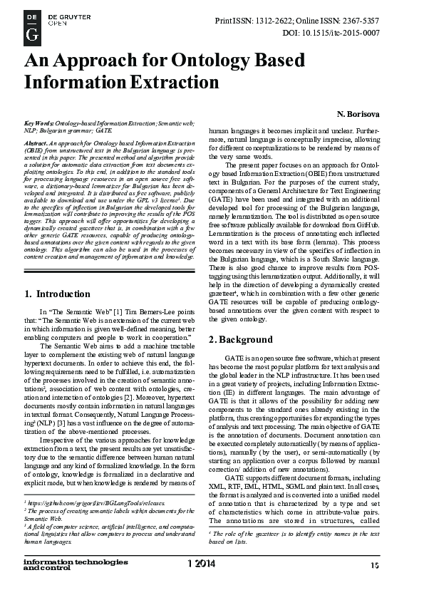 (PDF) An Approach for Ontology Based Information Extraction