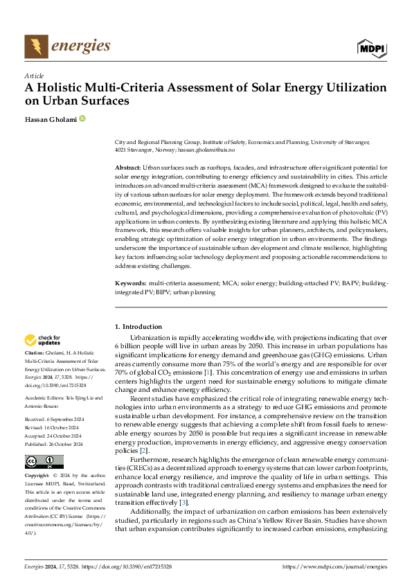 (PDF) A Holistic Multi-Criteria Assessment of Solar Energy Utilization ...