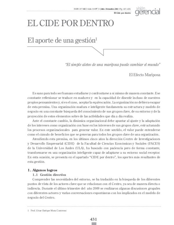 (PDF) El Cide por dentro. Aporte de una gestión