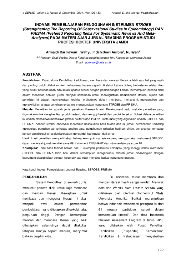 (PDF) INOVASI PEMBELAJARAN PENGGUNAAN INSTRUMEN STROBE (Strengthening ...