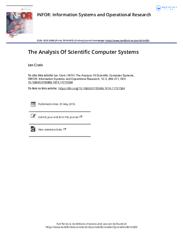 (PDF) The Analysis Of Scientific Computer Systems