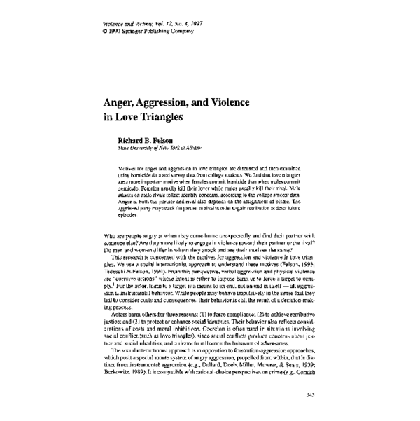 (PDF) Anger, Aggression, and Violence in Love Triangles
