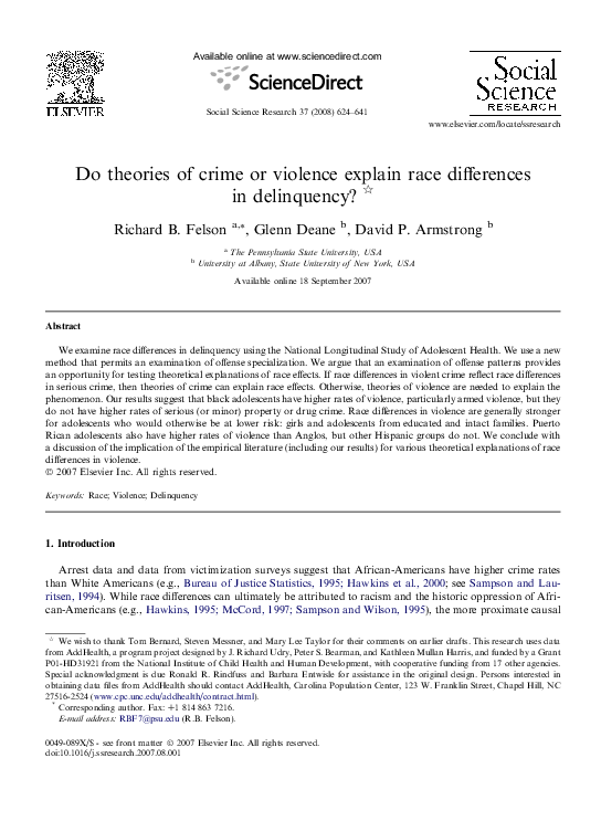 (PDF) Do theories of crime or violence explain race differences in ...