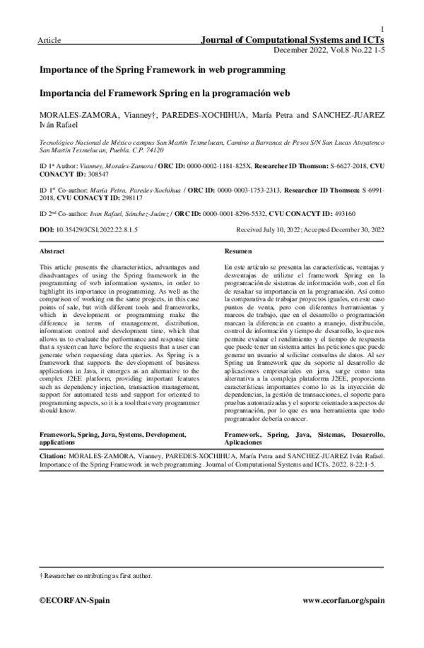 (PDF) Importance of the Spring Framework in web programming