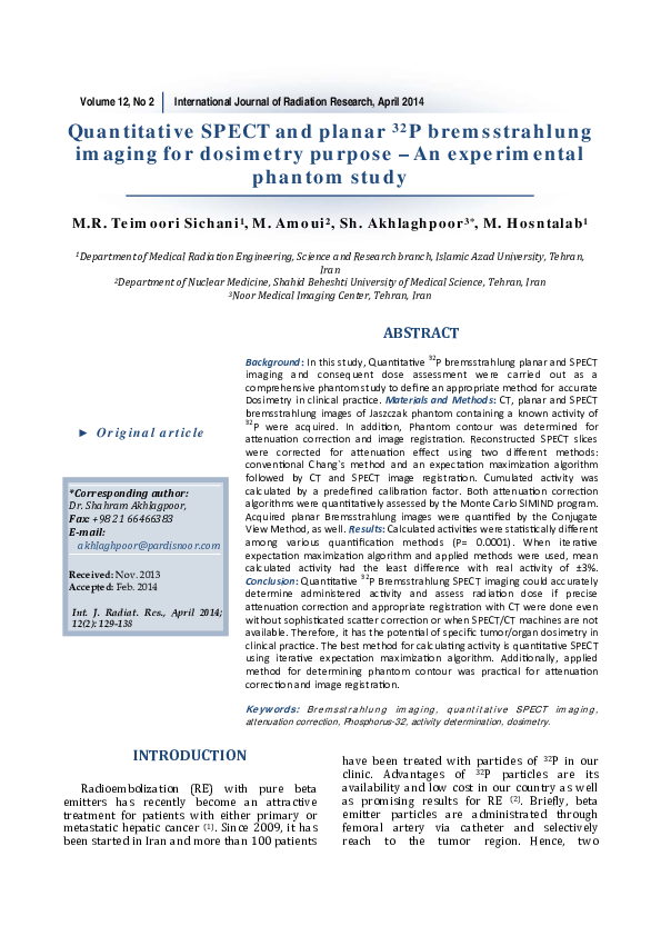 (PDF) Quantitative SPECT and planar 32P bremsstrahlung imaging for ...