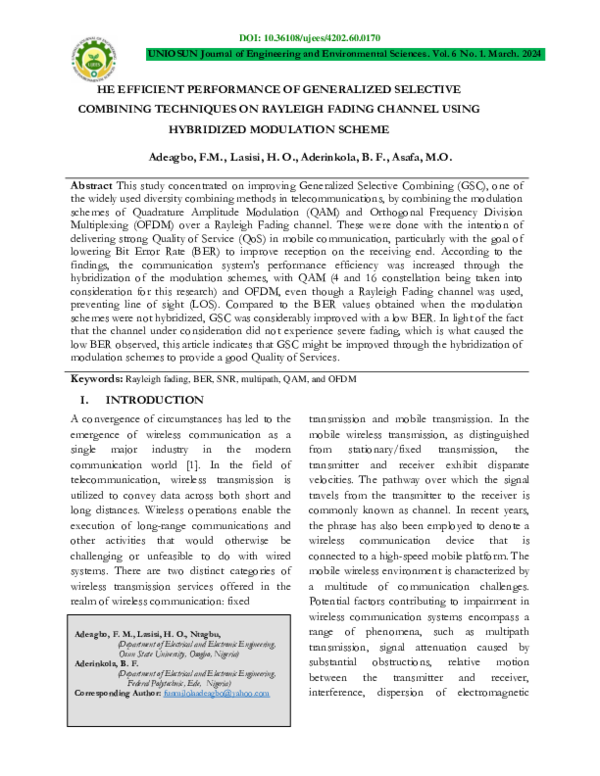 (PDF) He Efficient Performance of Generalized Selective Combining ...