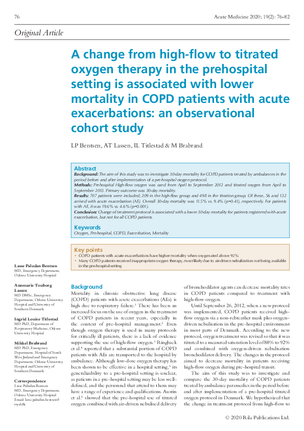 (PDF) A change from high-flow to titrated oxygen therapy in the ...