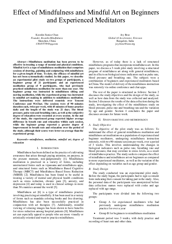 (PDF) Effect of Mindfulness and Mindful Art on Beginners and ...