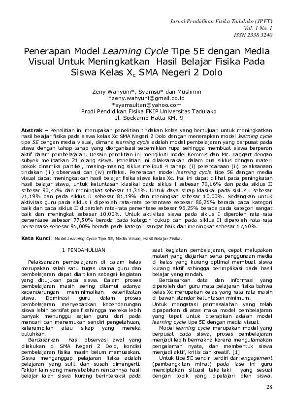 (PDF) Penerapan Model Learning Cycle Tipe 5E dengan Media Visual Untuk ...