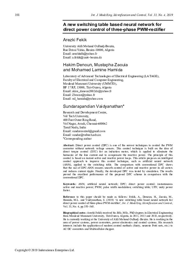 (PDF) A new switching table based neural network for direct power ...