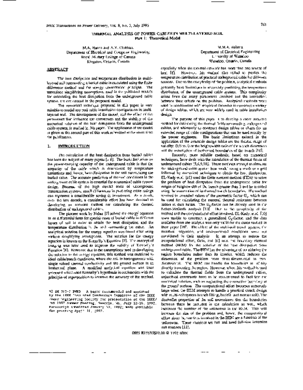 (PDF) Thermal analysis of power cables in multi-layered soil. III. Case ...