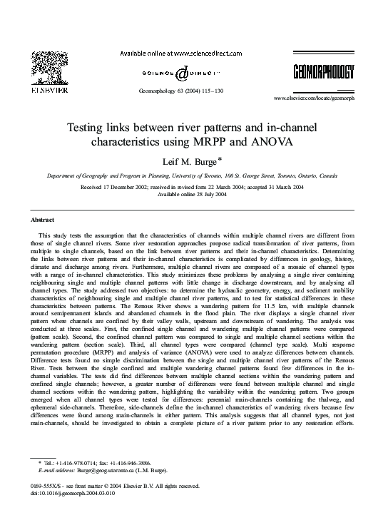 (PDF) Testing links between river patterns and in-channel ...
