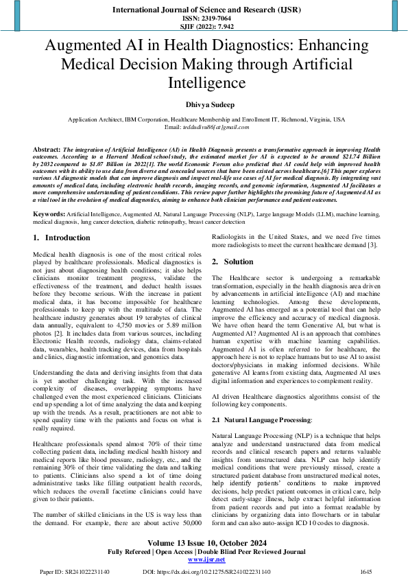 (PDF) Augmented AI in Health Diagnostics: Enhancing Medical Decision ...