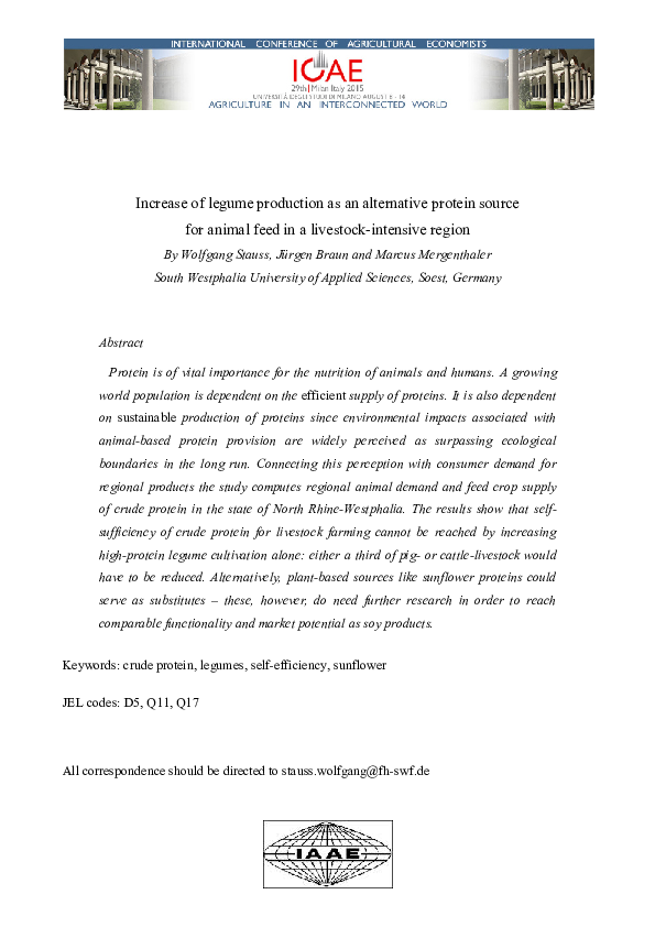 (PDF) Increase of legume production as an alternative protein source ...