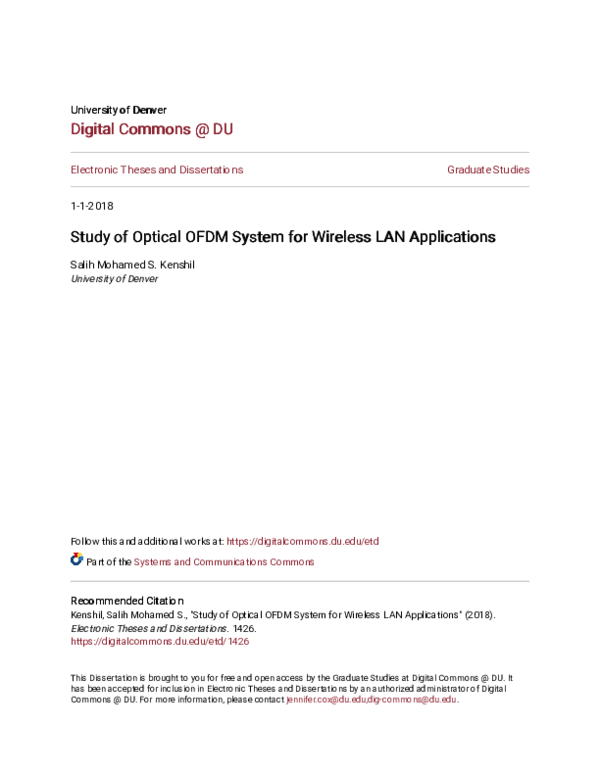 (PDF) Study of Optical OFDM System for Wireless LAN Applications