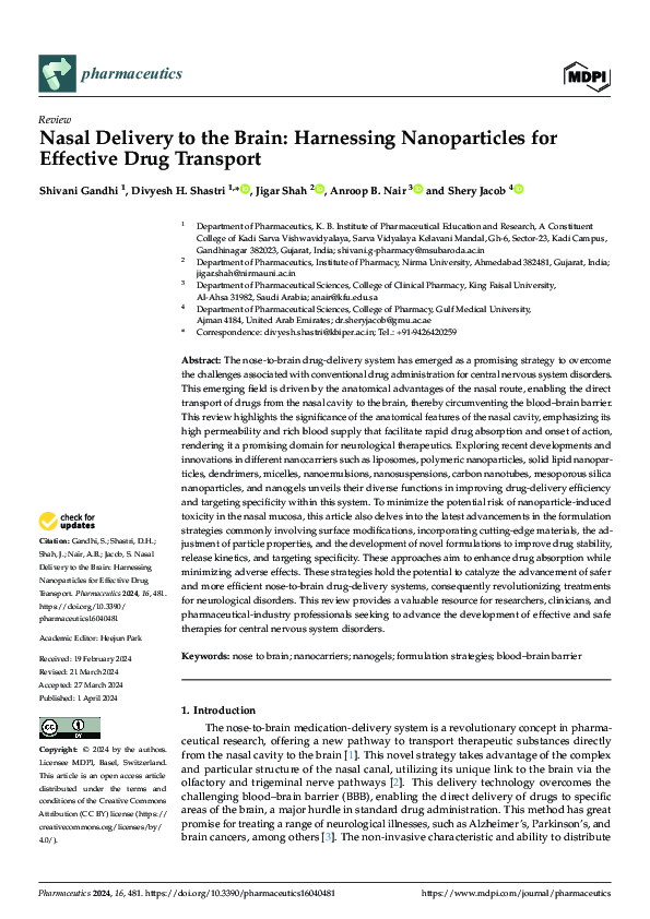 (PDF) Nasal Delivery to the Brain: Harnessing Nanoparticles for ...