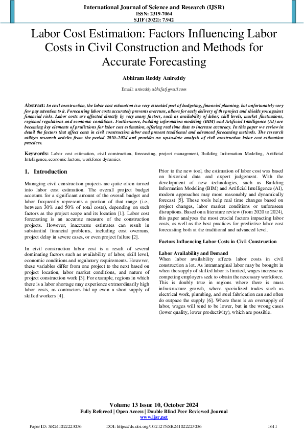 (PDF) Labor Cost Estimation Factors Influencing Labor Costs in Civil ...