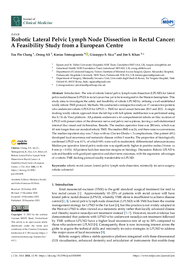 (PDF) Robotic Lateral Pelvic Lymph Node Dissection in Rectal Cancer: A ...