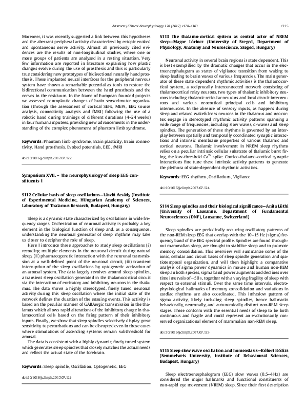 (PDF) S115 Sleep slow wave oscillation and homeostasis