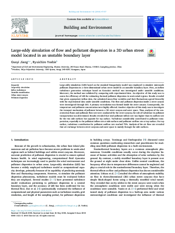 (PDF) Large-Eddy Simulation of Flow and Pollutant Dispersion in High ...