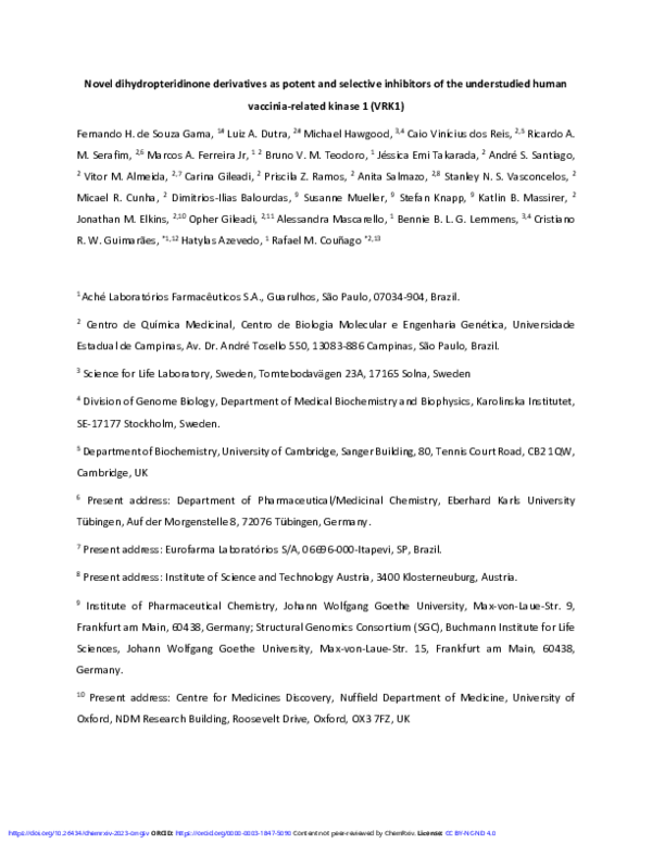 (PDF) Novel dihydropteridinone derivatives as potent and selective ...