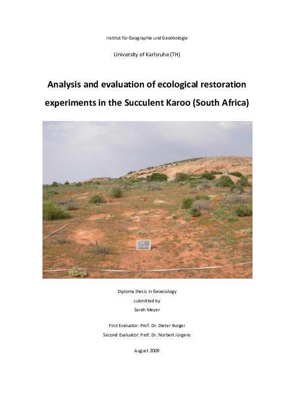 (PDF) Analysis and evaluation of ecological restoration experiments in ...
