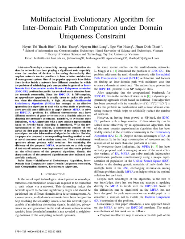 (PDF) Multifactorial Evolutionary Algorithm for Inter-Domain Path ...