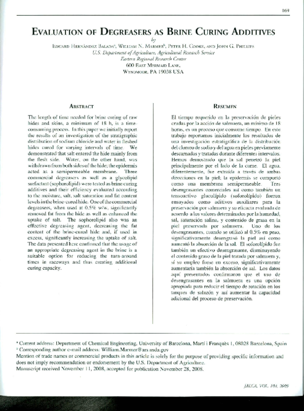 (PDF) Evaluation of degreasers as brine curing additives