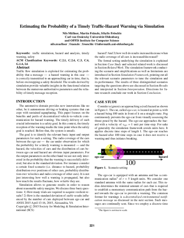(PDF) Estimating the probability of a timely traffic-hazard warning via ...