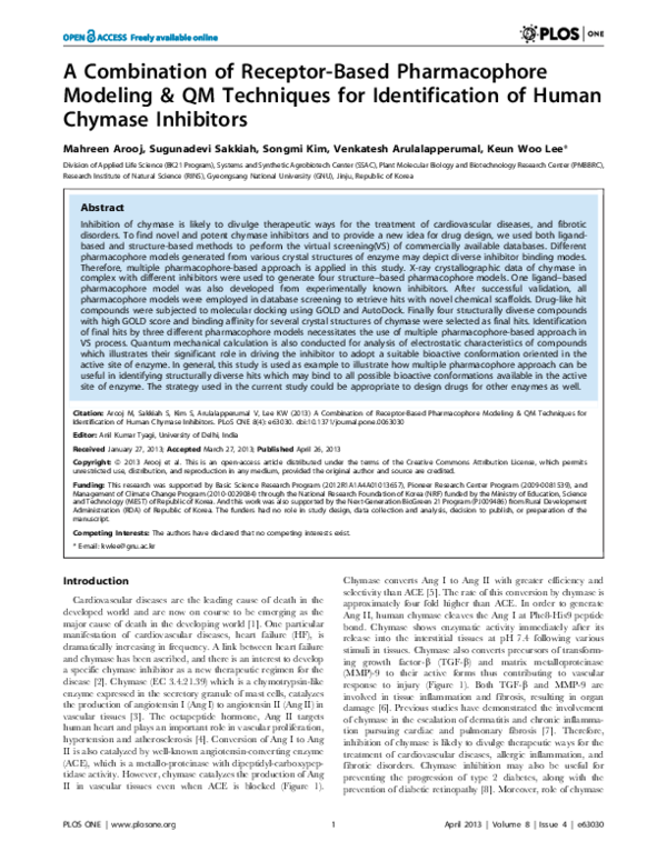 (PDF) A Combination of Receptor-Based Pharmacophore Modeling & QM ...