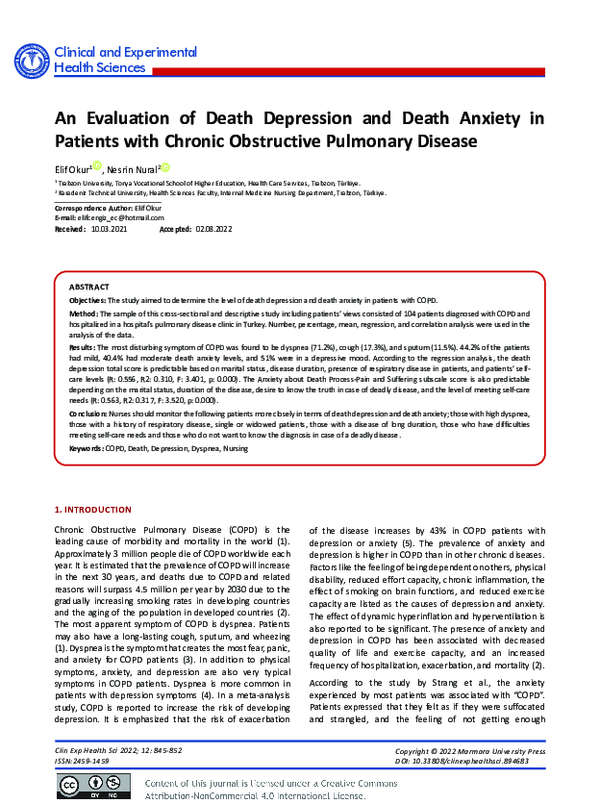 (PDF) An Evaluation of Death Depression and Death Anxiety in Patients ...