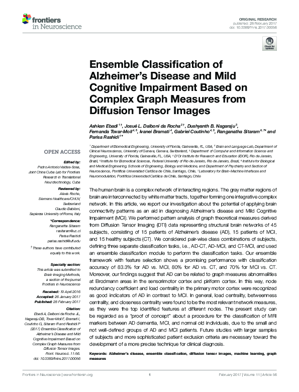 (PDF) Ensemble Classification of Alzheimer's Disease and Mild Cognitive ...