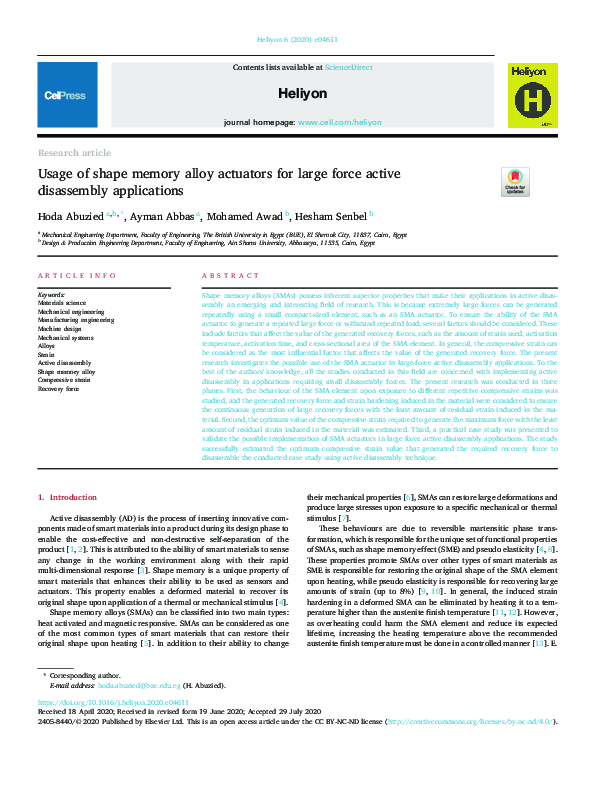(PDF) Usage of shape memory alloy actuators for large force active ...