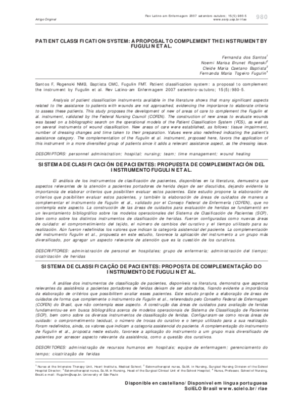 (PDF) Patient classification system: a proposal to complement the ...