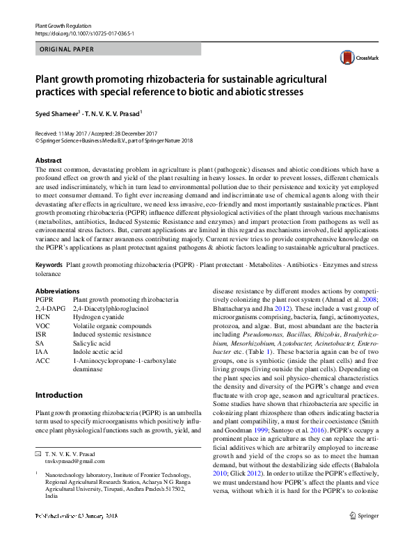 (PDF) Plant growth promoting rhizobacteria for sustainable agricultural ...