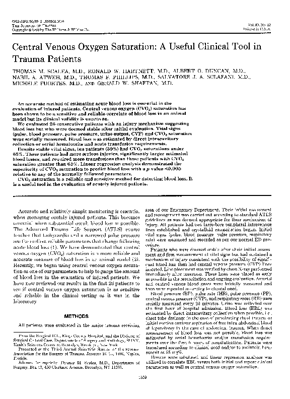 (PDF) Central Venous Oxygen Saturation