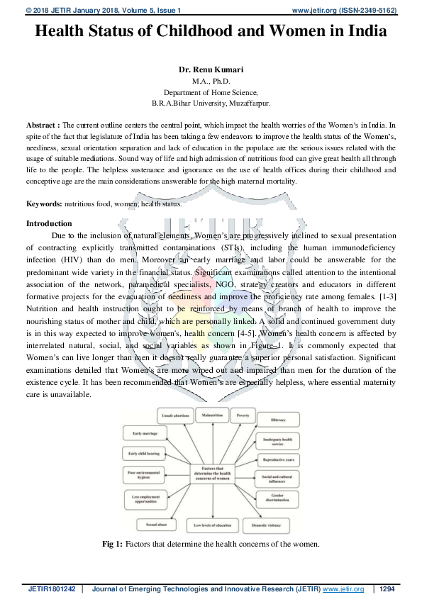 (PDF) Health Status of Childhood and Women in India