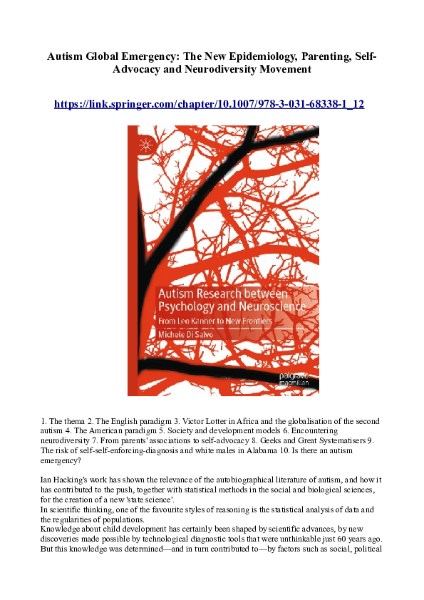 (PDF) Autism Global Emergency: The New Epidemiology, Parenting, Self ...