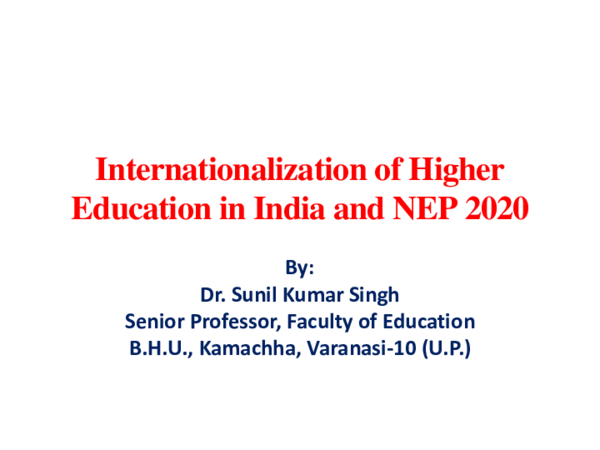 (PDF) Internationalization of Higher Education in India and NEP 2020