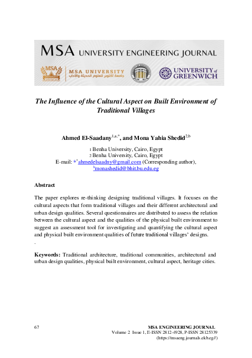 (PDF) The Influence of the Cultural Aspect on Built Environment of ...