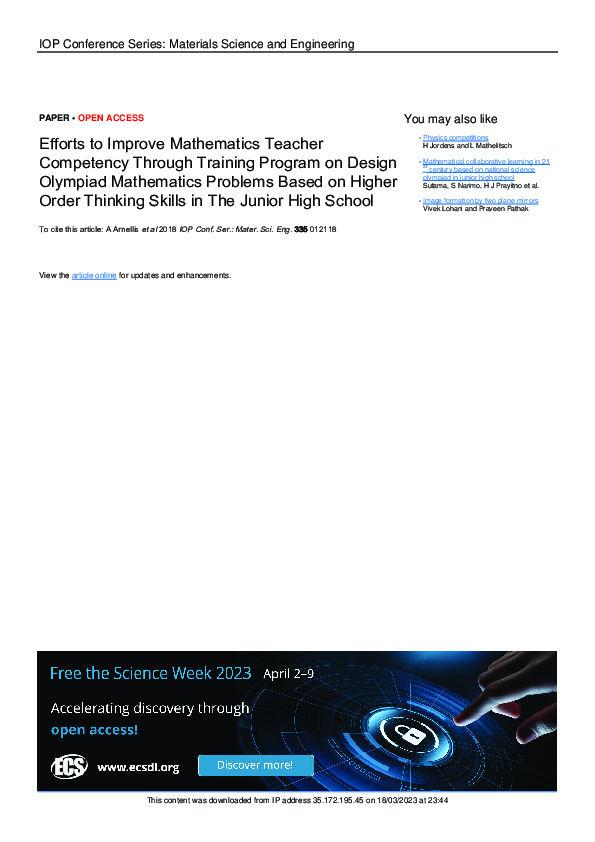 (PDF) Efforts to Improve Mathematics Teacher Competency Through ...