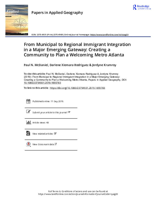(PDF) From Municipal to Regional Immigrant Integration in a Major ...