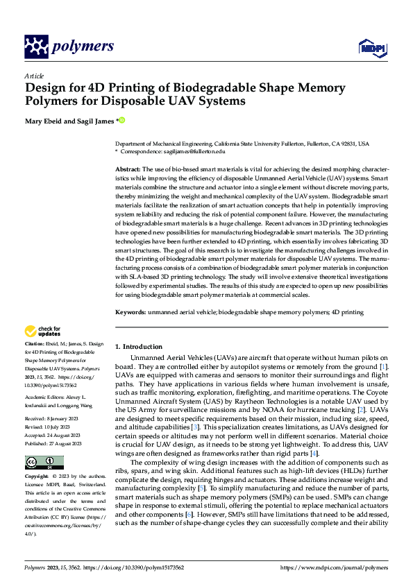 (PDF) Design for 4D Printing of Biodegradable Shape Memory Polymers for ...