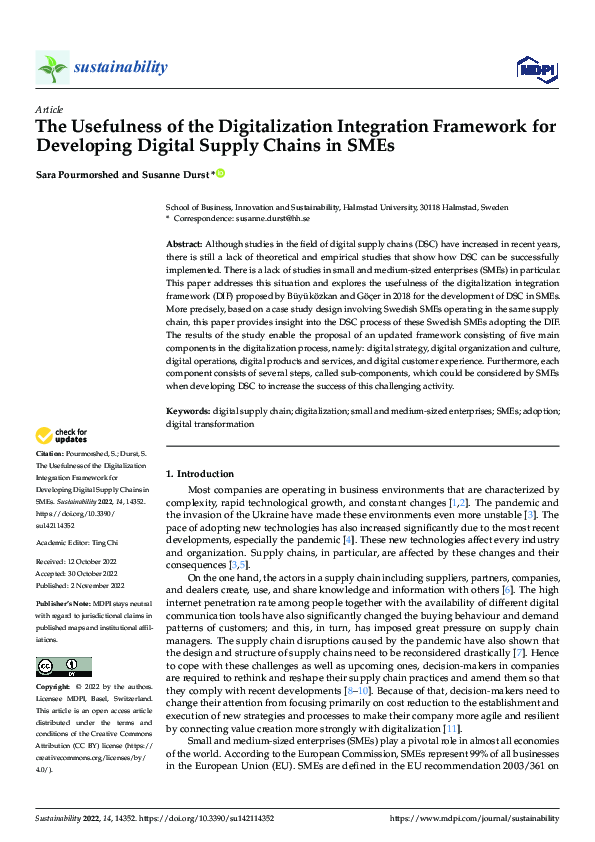 (PDF) The Usefulness of the Digitalization Integration Framework for ...