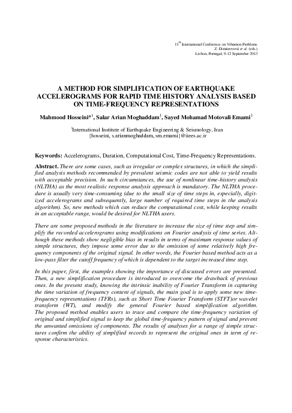 (PDF) A Method for Simplification of Earthquake Accelerograms for Rapid ...